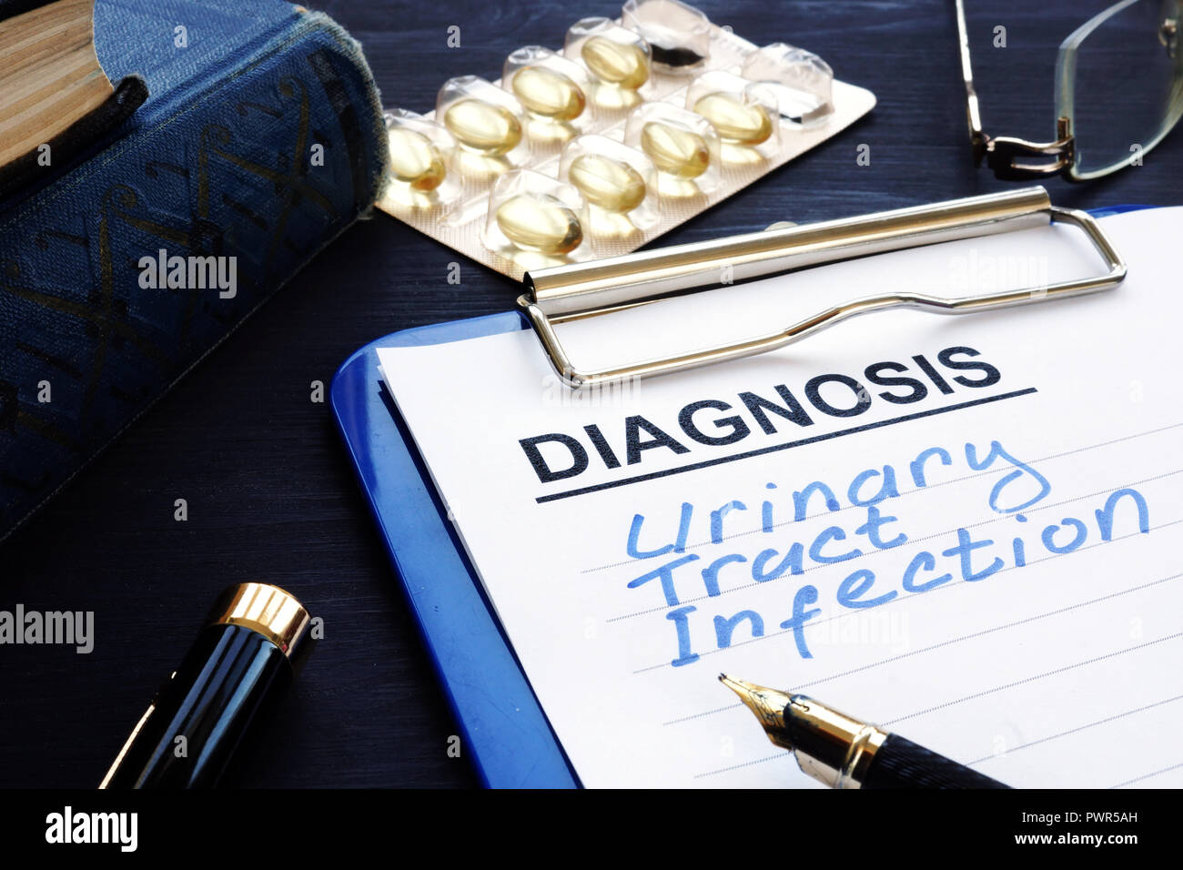 Medical documents with diagnosis urinary tract infection UTI Stock