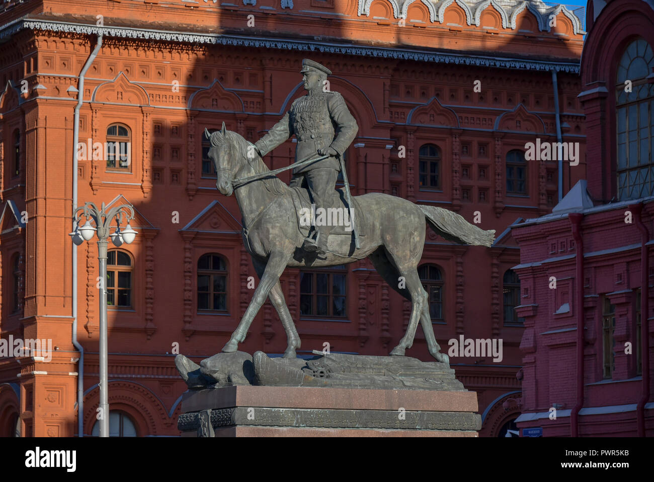 Moscow, Russia - 16 October, 2018: Monument to the Soviet Red Army General Georgy Zhukov near the Red Square in Moscow, Russia. Stock Photo