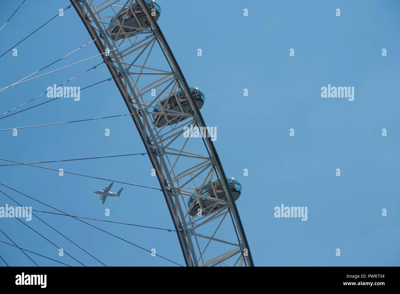 London Flying Activity LONDON / Great Britain - June 26, 2018 : Airplane is flying between ...