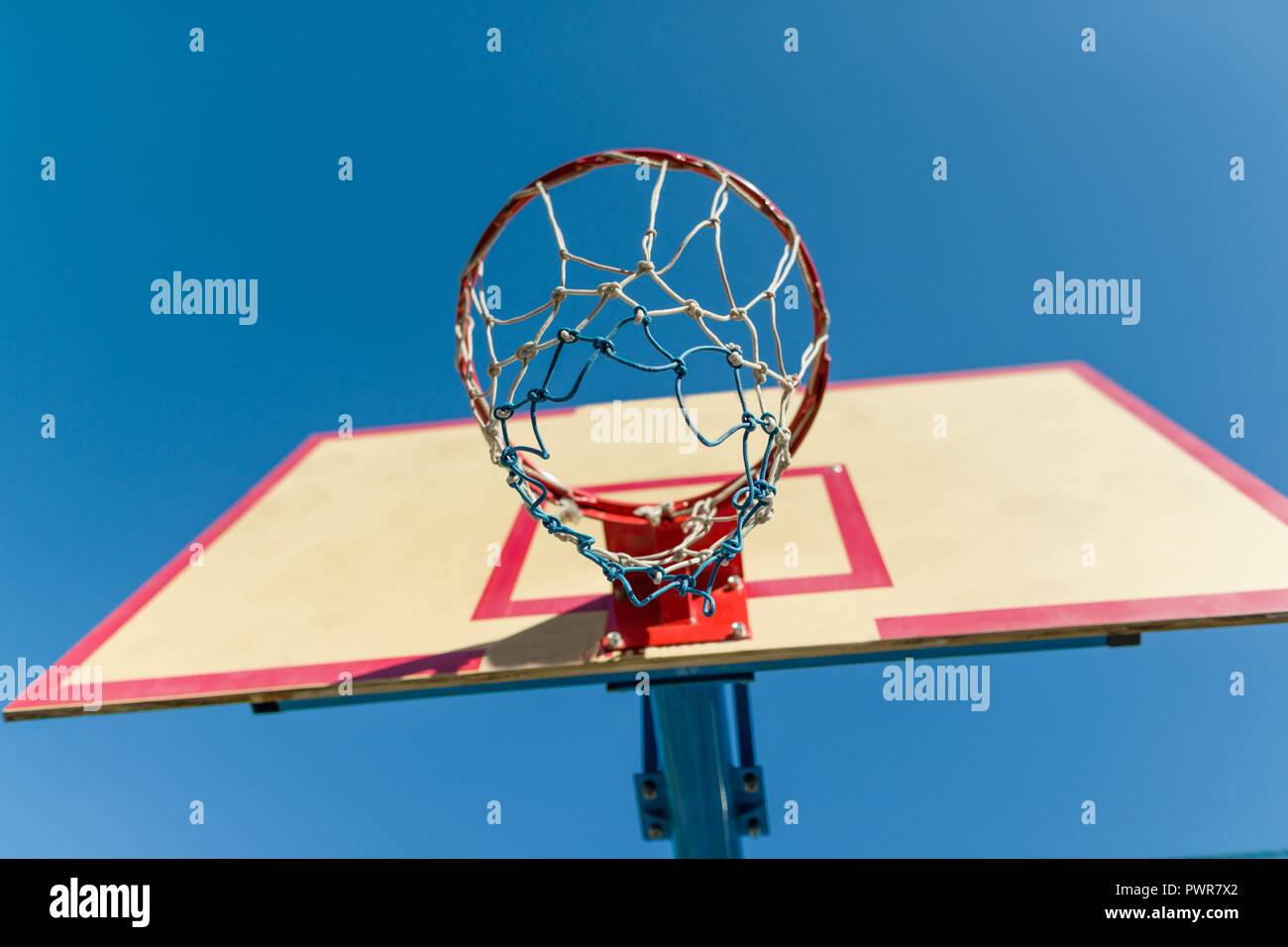 Street basketball, close-up shield and ring for basketball Stock Photo