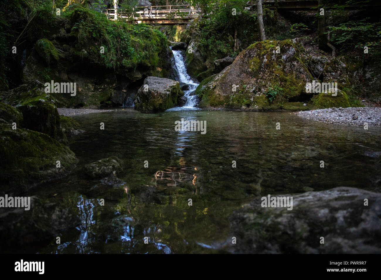 Cascade Falls Over Mossy Rocks Myrafalls Stock Photo Alamy