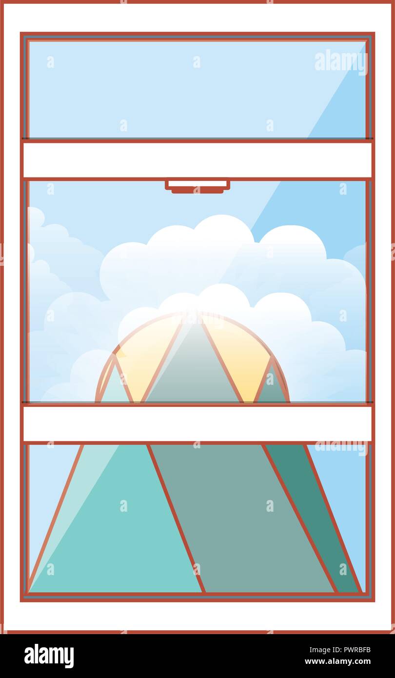 window with view of day and mountains vector illustration design Stock ...