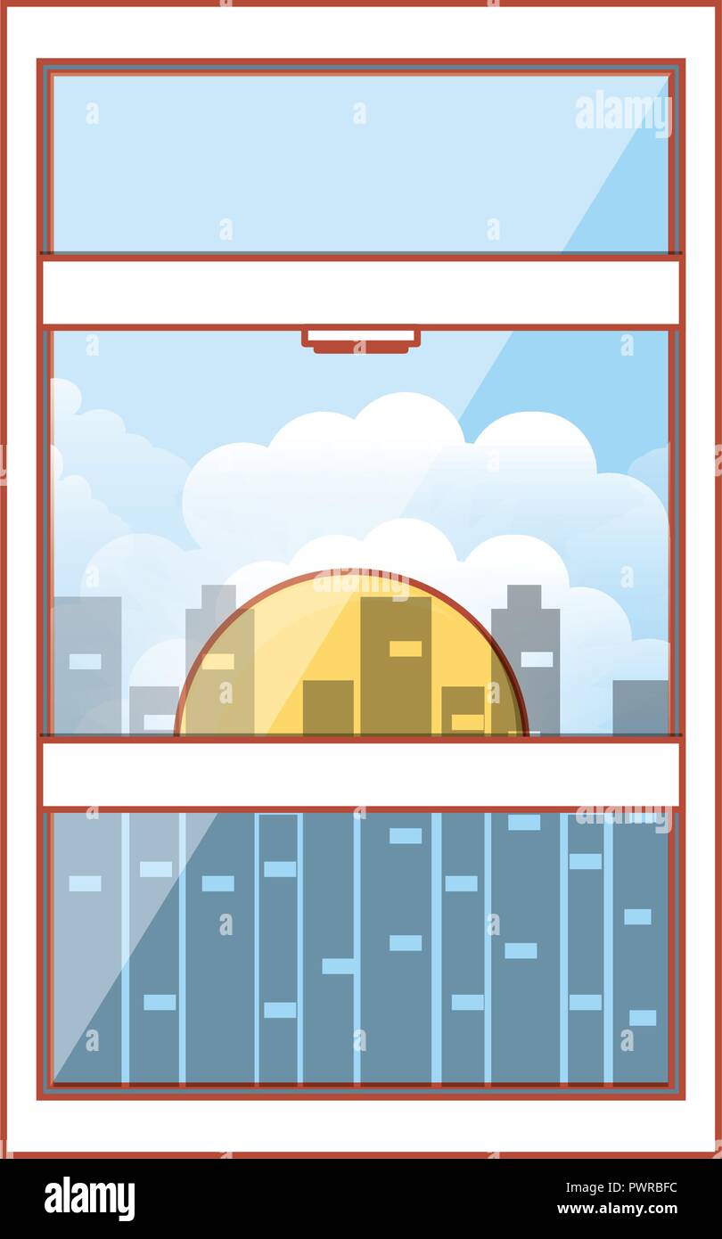 window with view day and cityscape vector illustration design Stock ...