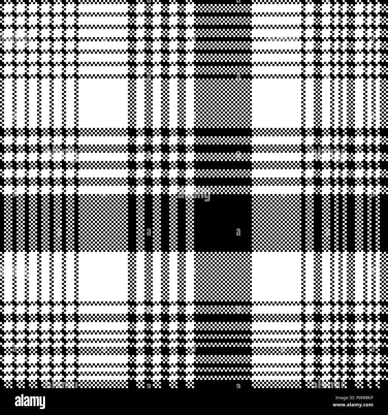 Black and white fabric texture check tartan seamless pattern. Vector ...