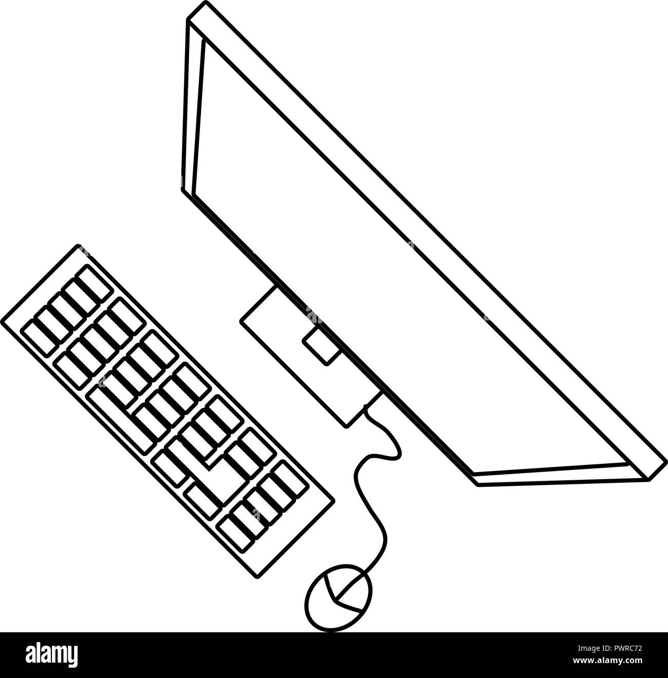 view aerial of desktop computer vector illustration design Stock Vector