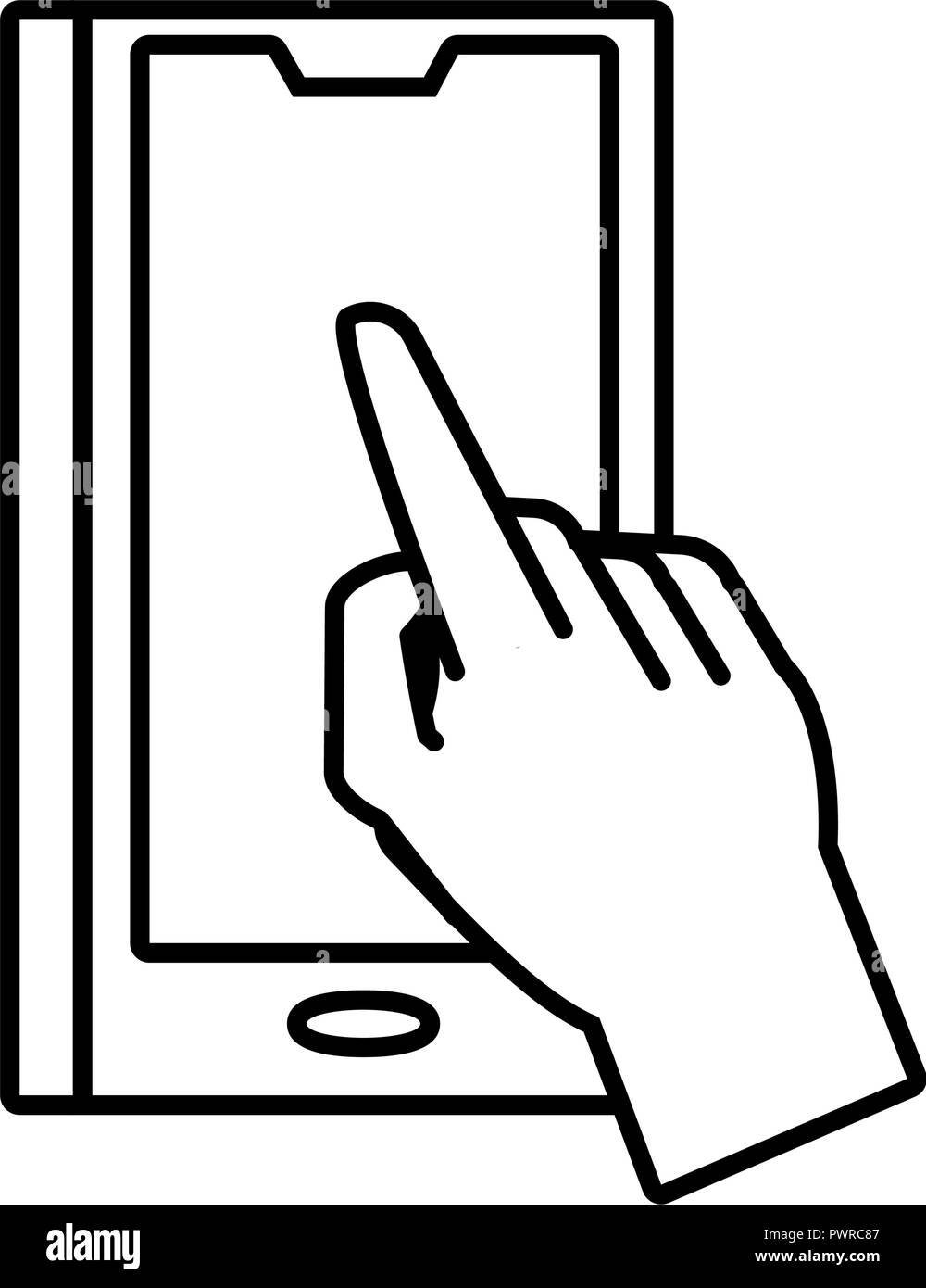 hand with smartphone device isolated icon vector illustration design ...