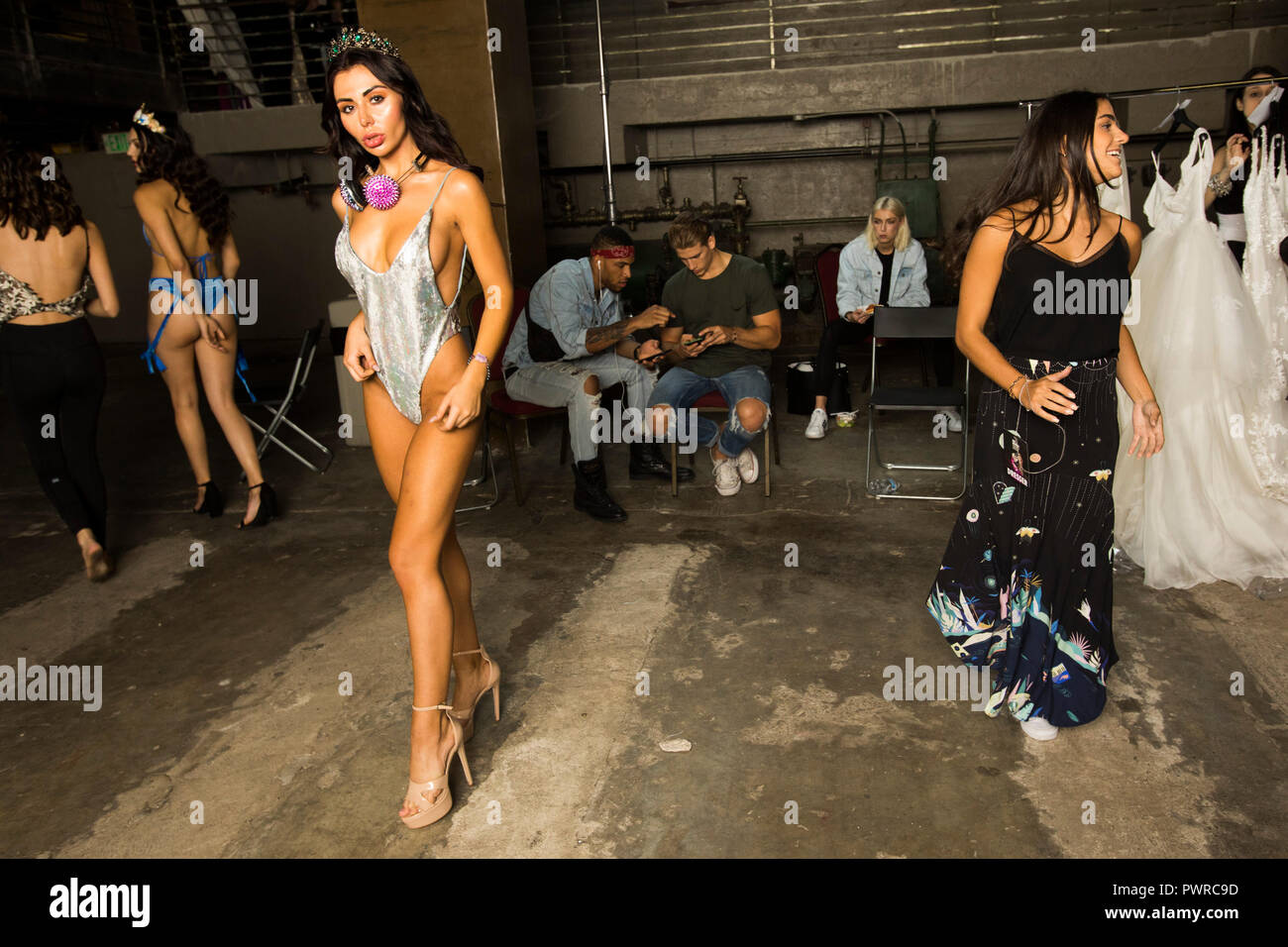 Natalia Kelman, Backstage at Art Hearts Fashion show - LA Fashion Week - 10/14/2018 at The Majestic, downtown Los Angeles, California, USA  @supernata Stock Photo