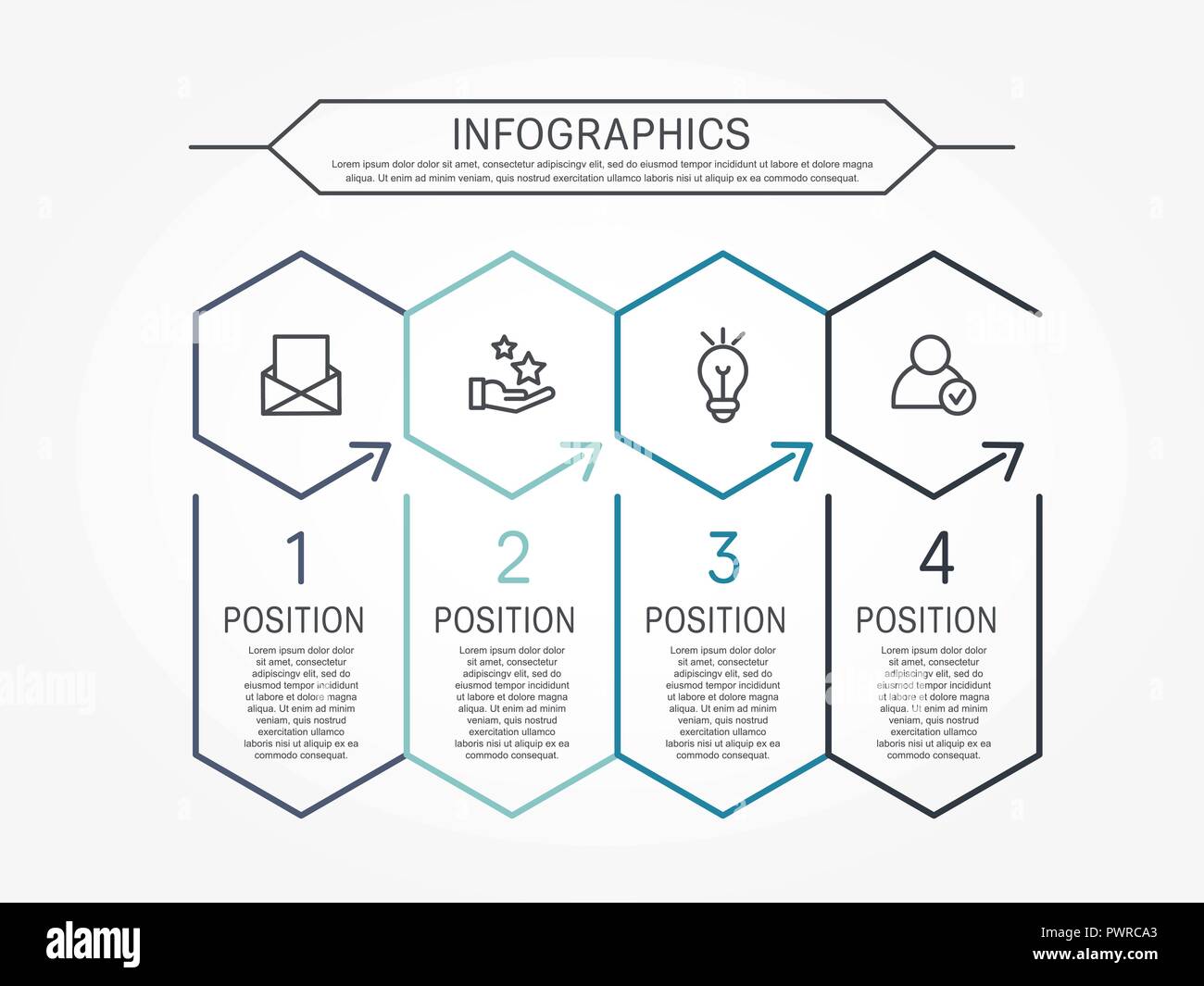 Modern line vector illustration. Infographic template with four ...