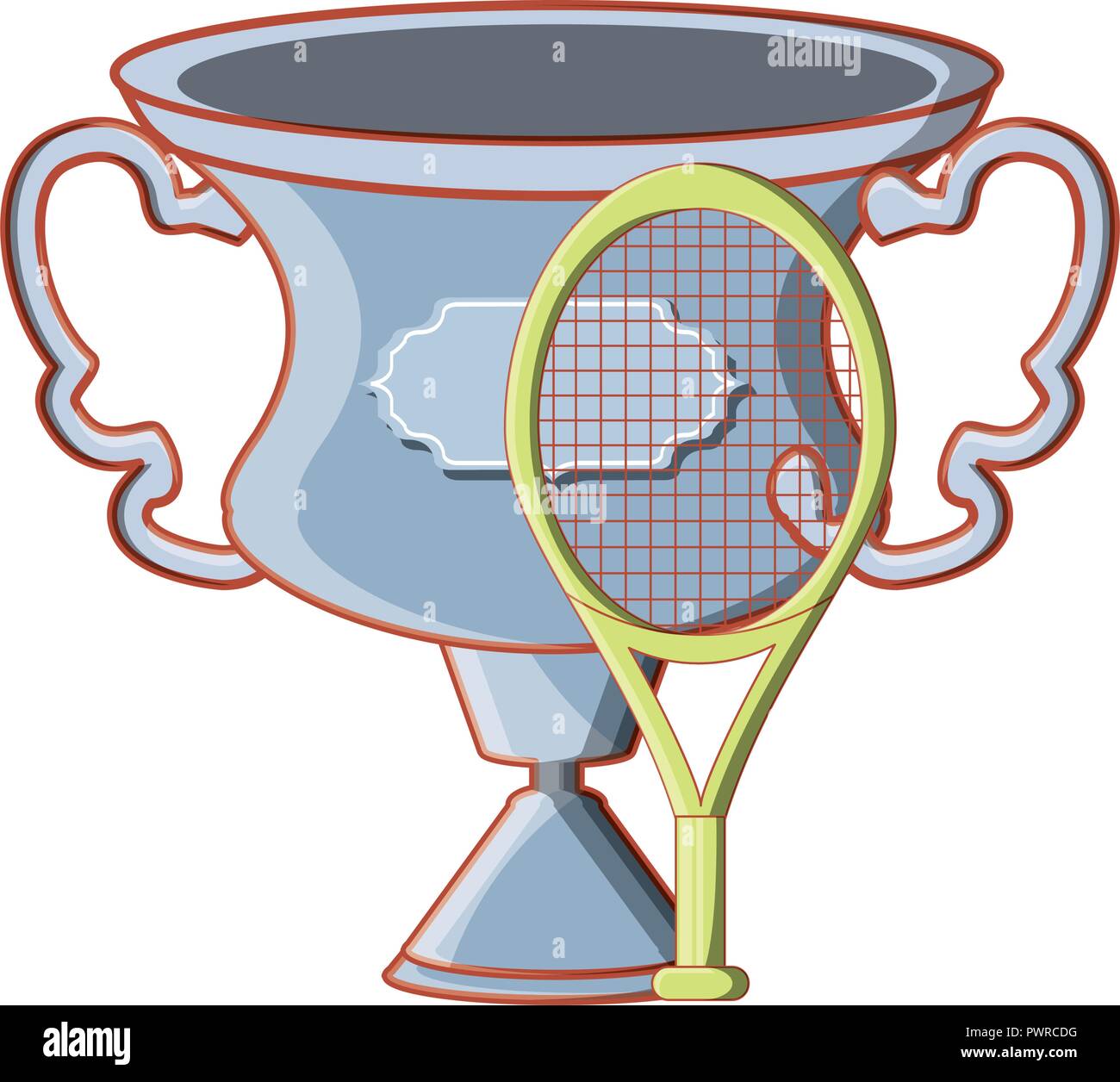 trophy cup with racket tennis vector illustration design Stock Vector ...