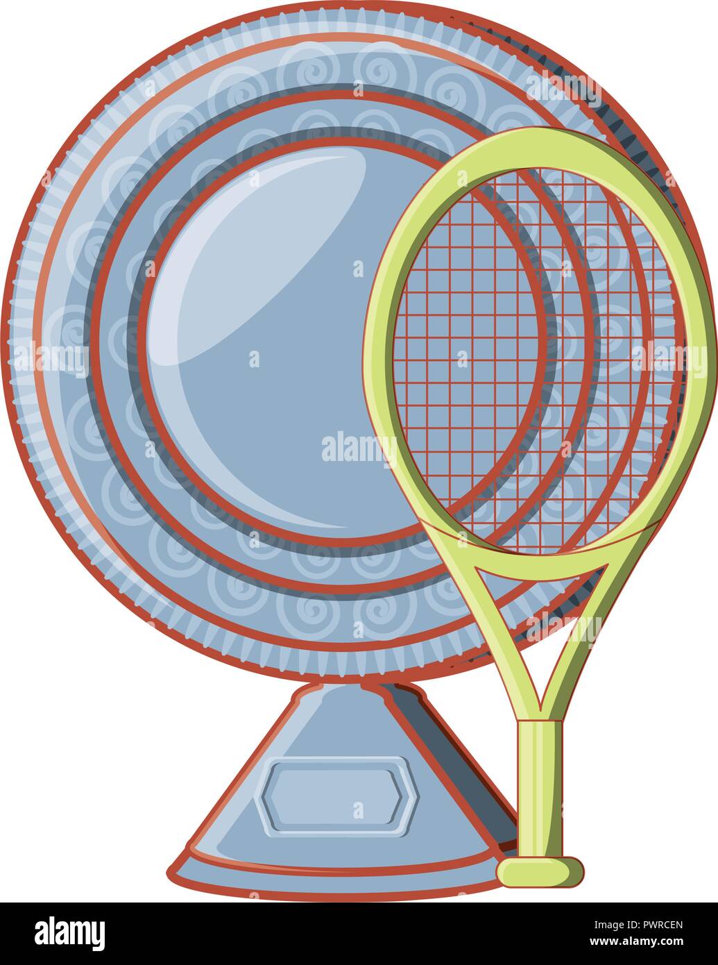 trophy cup with racket tennis vector illustration design Stock Vector ...