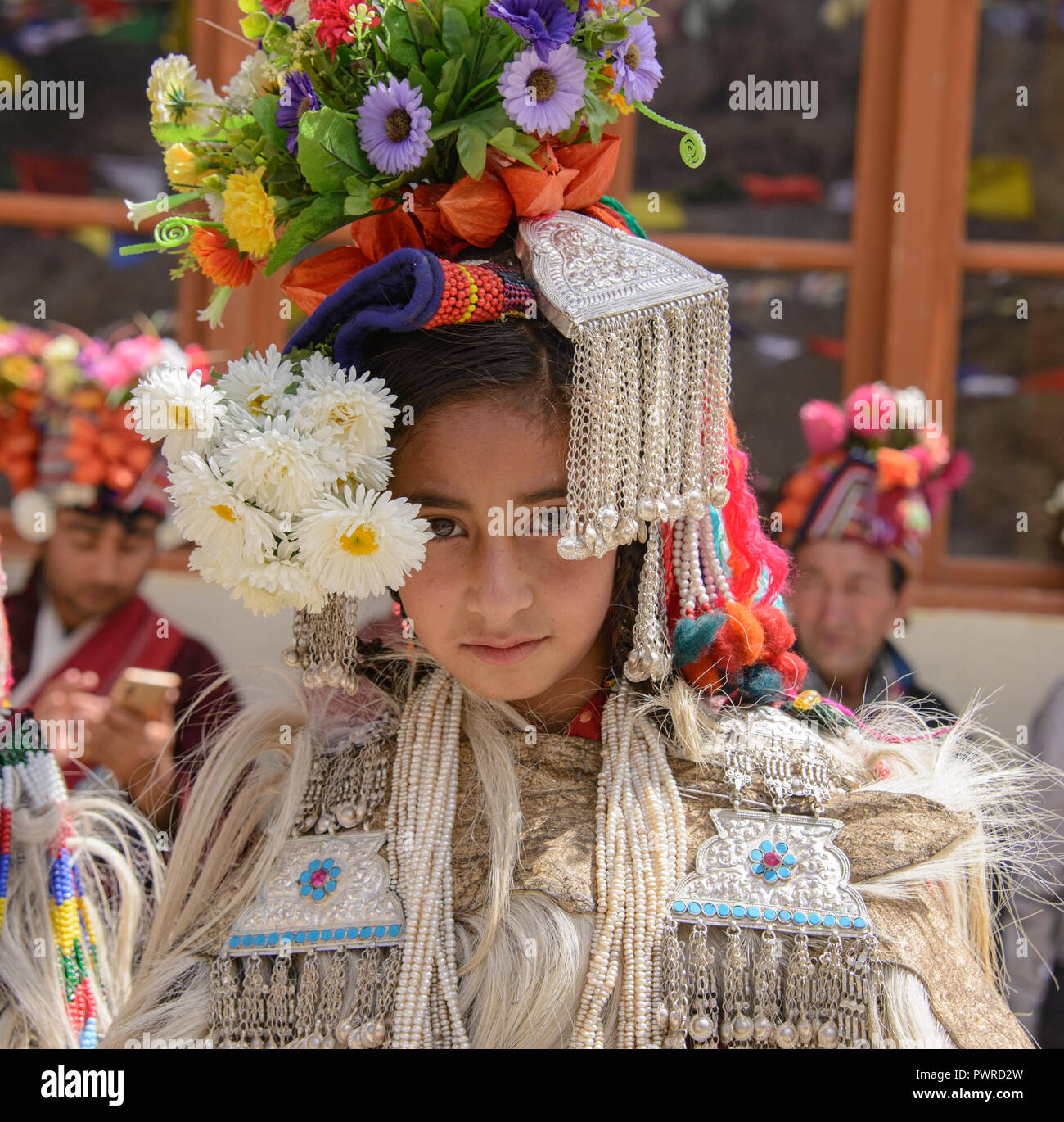 Aryan (Brogpa) in traditional costume, Biama village, Ladakh, India ...