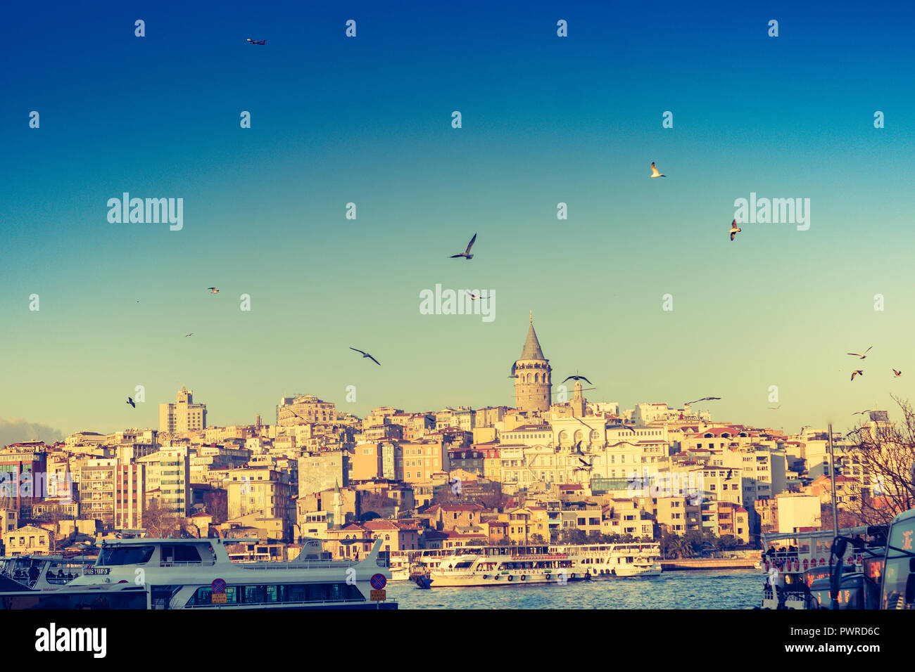 View of the Galata Tower from ancient times in Istanbul Stock Photo Alamy
