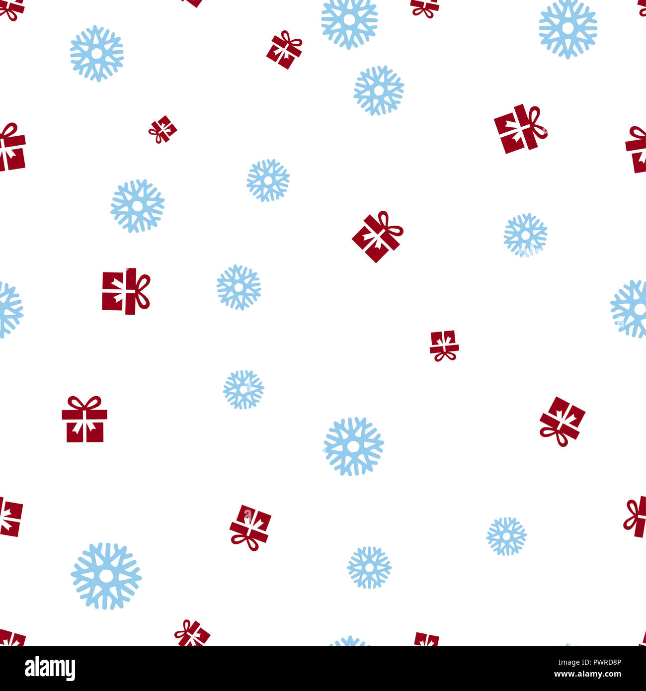 Christmas gift and snowflake seamless pattern. Isolated on a white ...