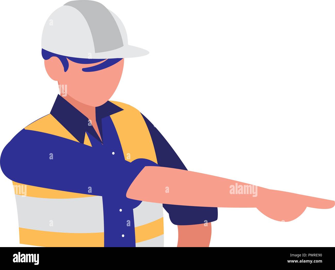 construction worker with safety equipment over white background, vector illustration Stock Vector