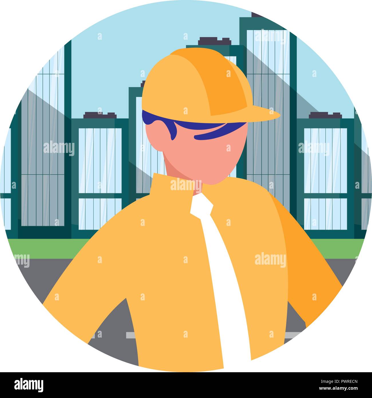construction worker with safety equipment over white background, vector illustration Stock Vector