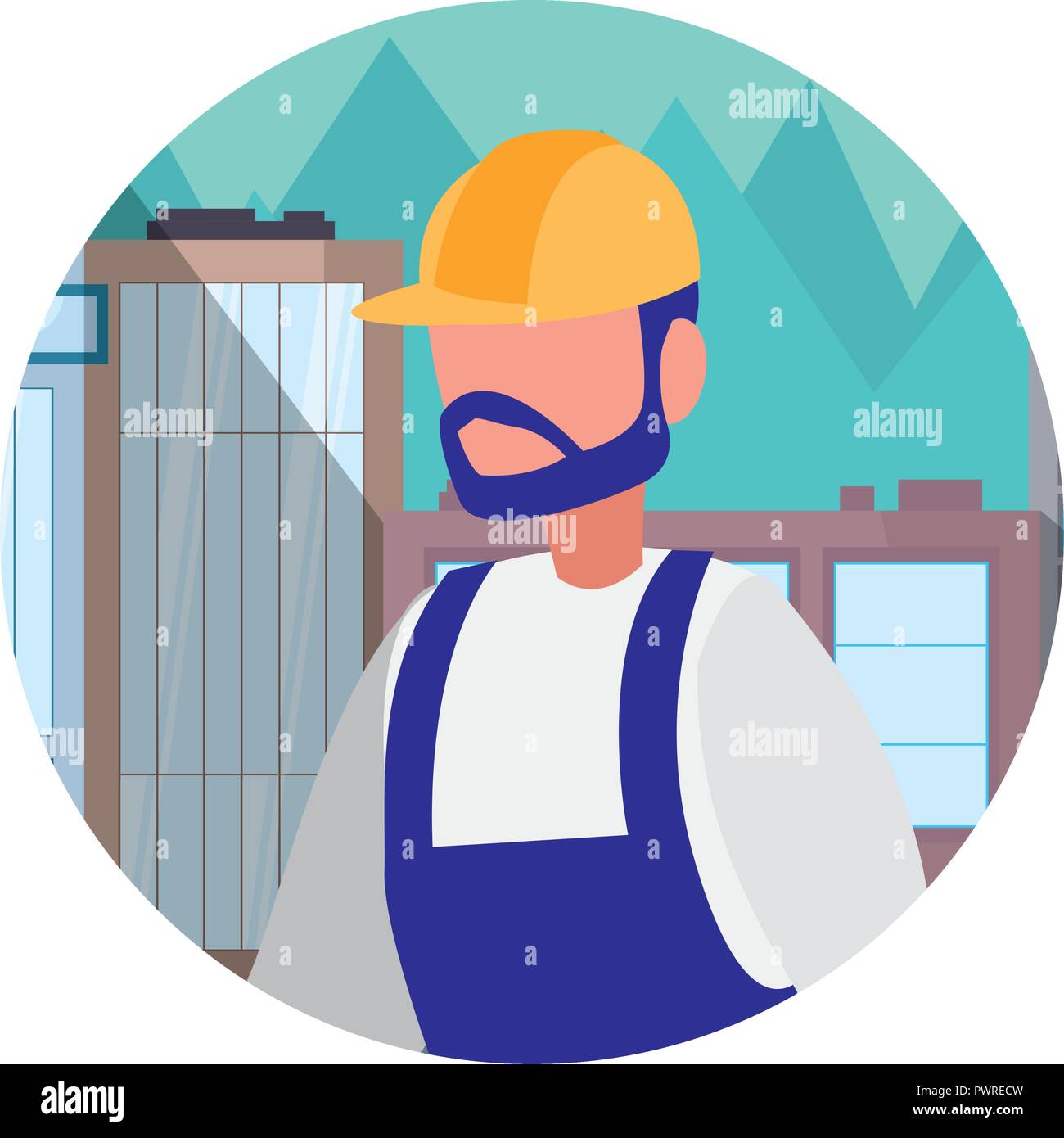 construction worker with safety equipment over white background, vector illustration Stock Vector