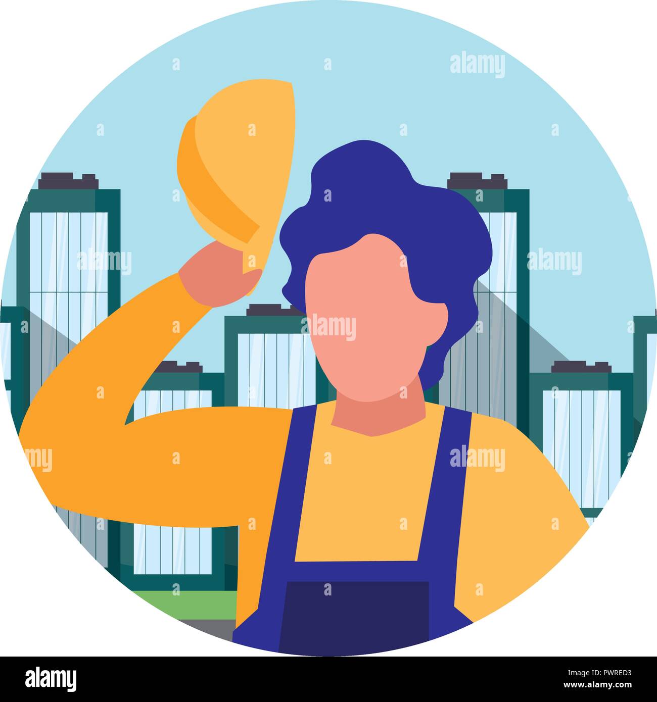 construction worker with safety equipment over white background, vector illustration Stock Vector