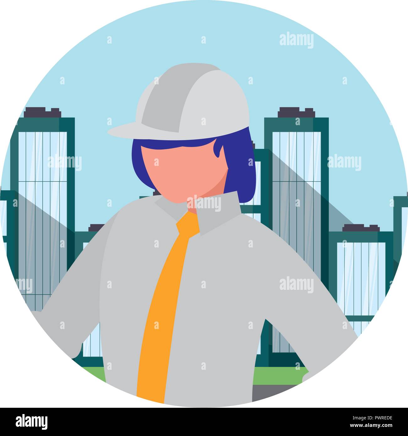 construction worker with safety equipment over white background, vector illustration Stock Vector
