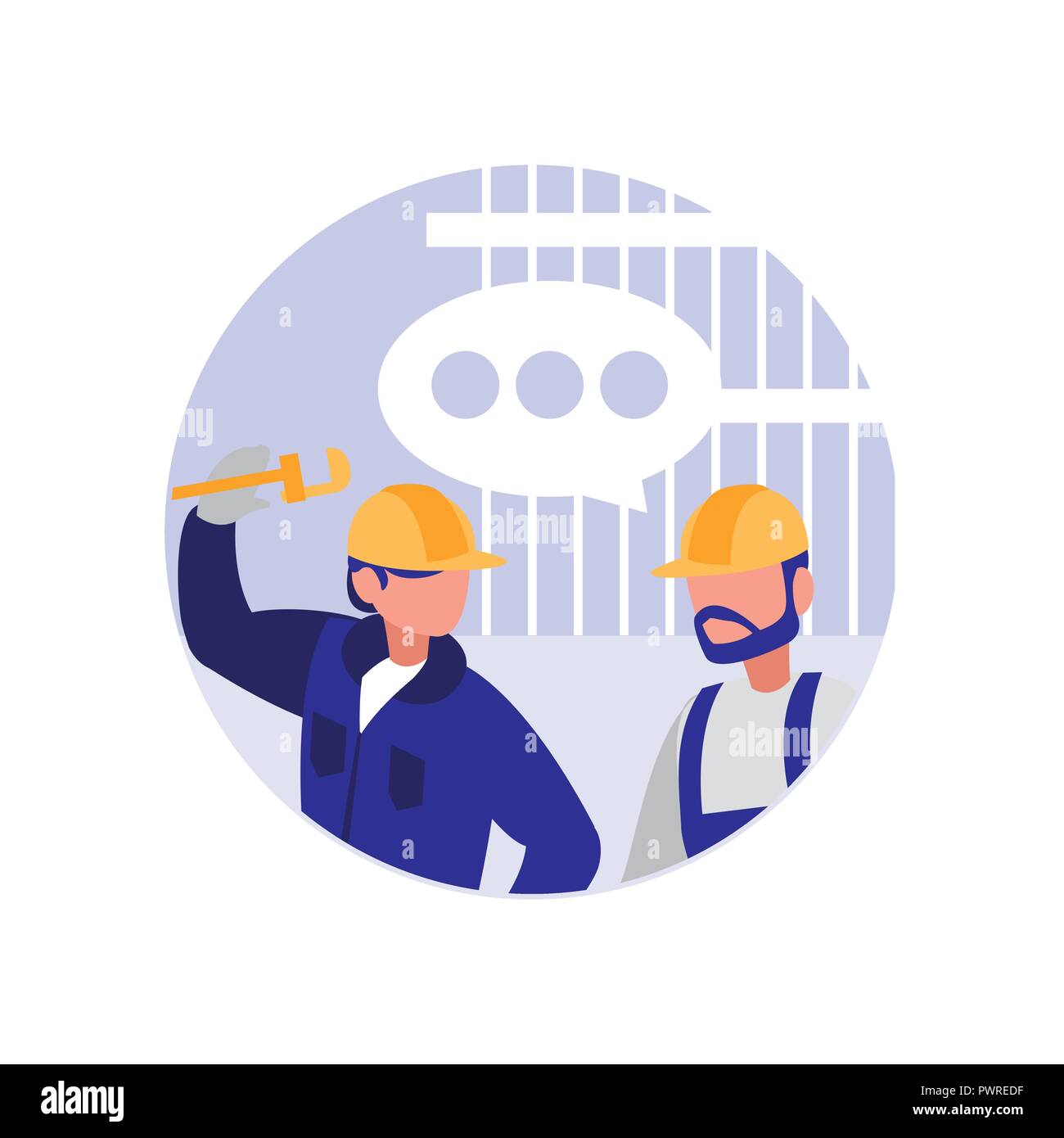 construction builders having conversation over white background, vector ...
