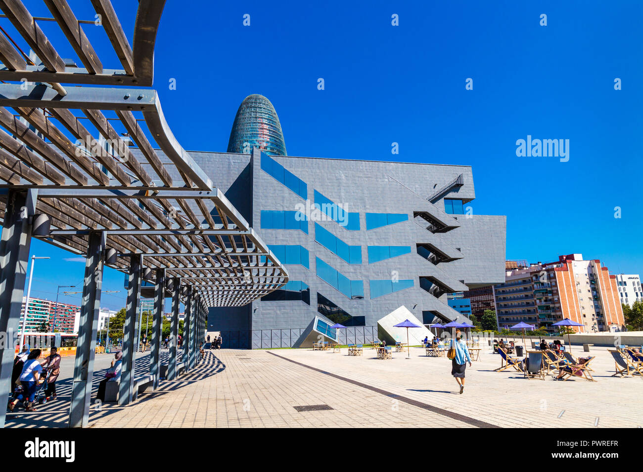 Exterior of Museu del Disseny (Design Museum) on Plaça de les Glòries, Barcelona, Spain Stock Photo