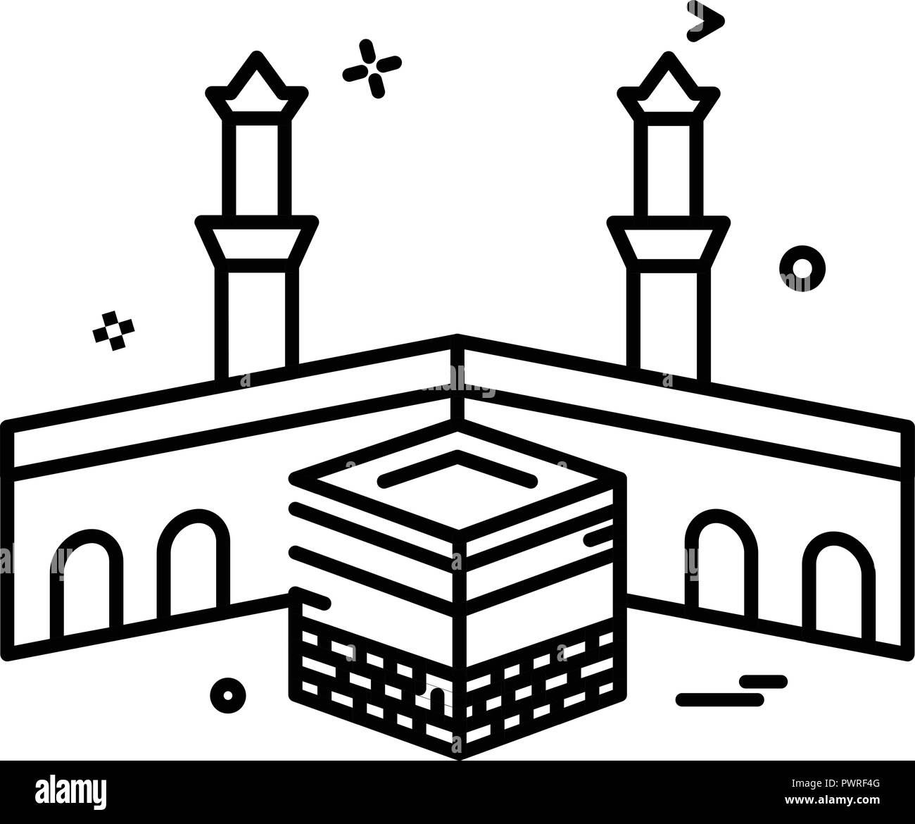 kaaba clipart black and white