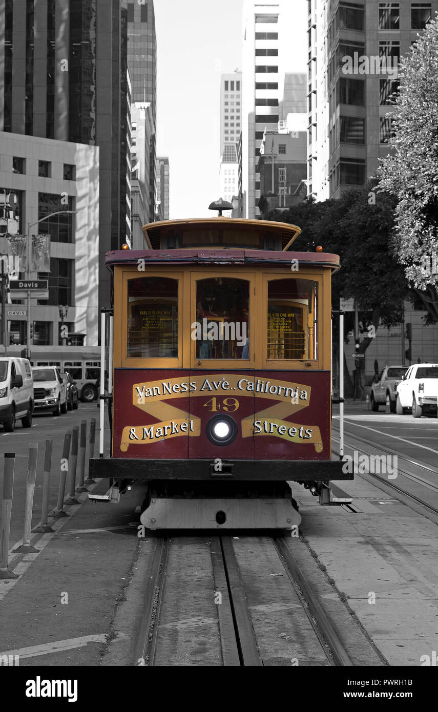 Tram on a street of San Francisco Stock Photo