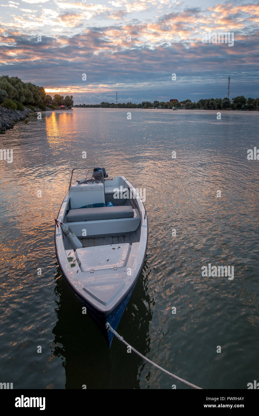 DANUBE DELTA/ROMANIA - SEPTEMBER 25 : A new day dawning over the Danube Delta Romania on September 25, 2018 Stock Photo