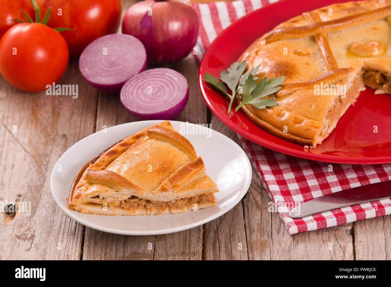 Spanish tuna pie Stock Photo Alamy