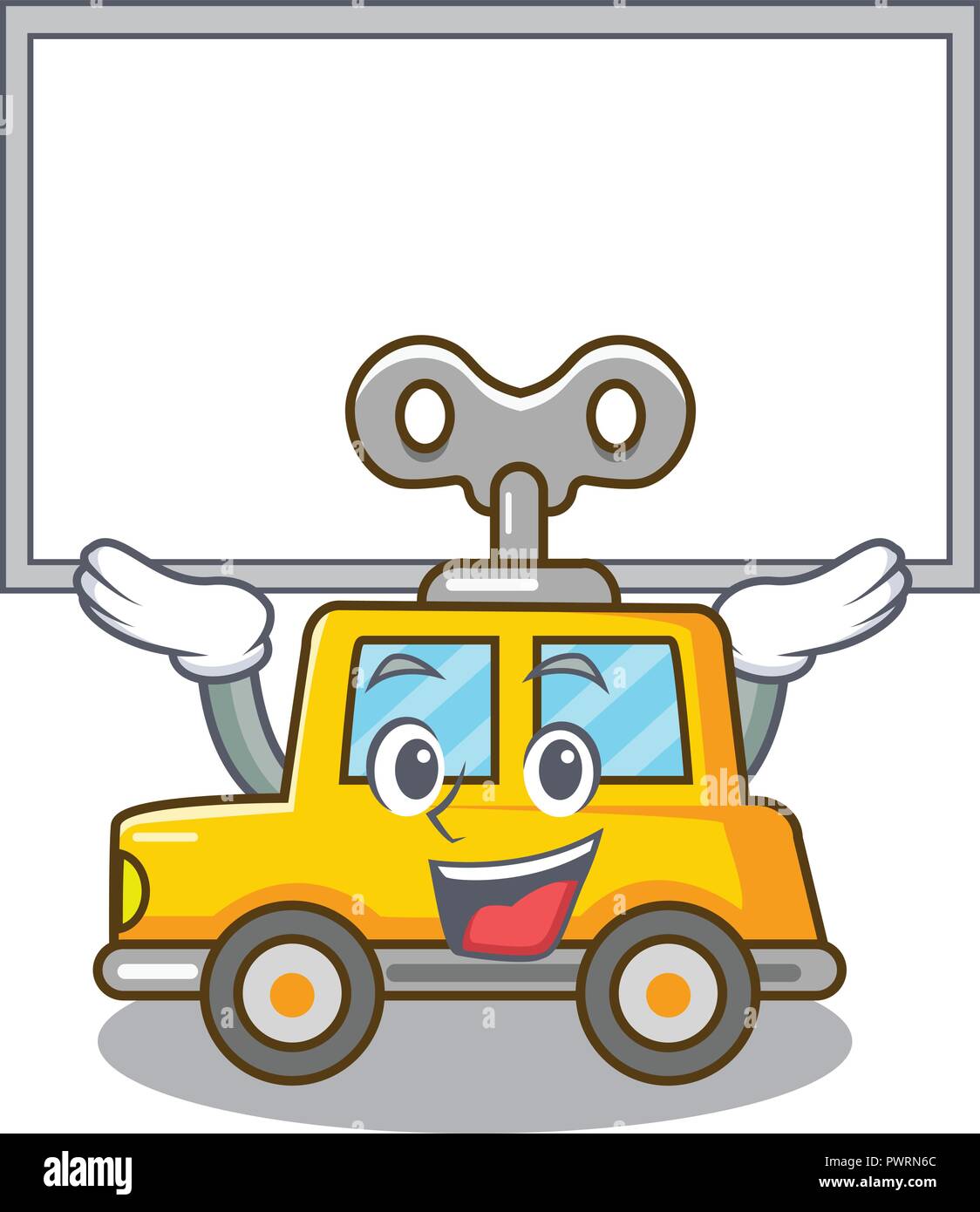 Up board character clockwork car for toy children Stock Vector Image