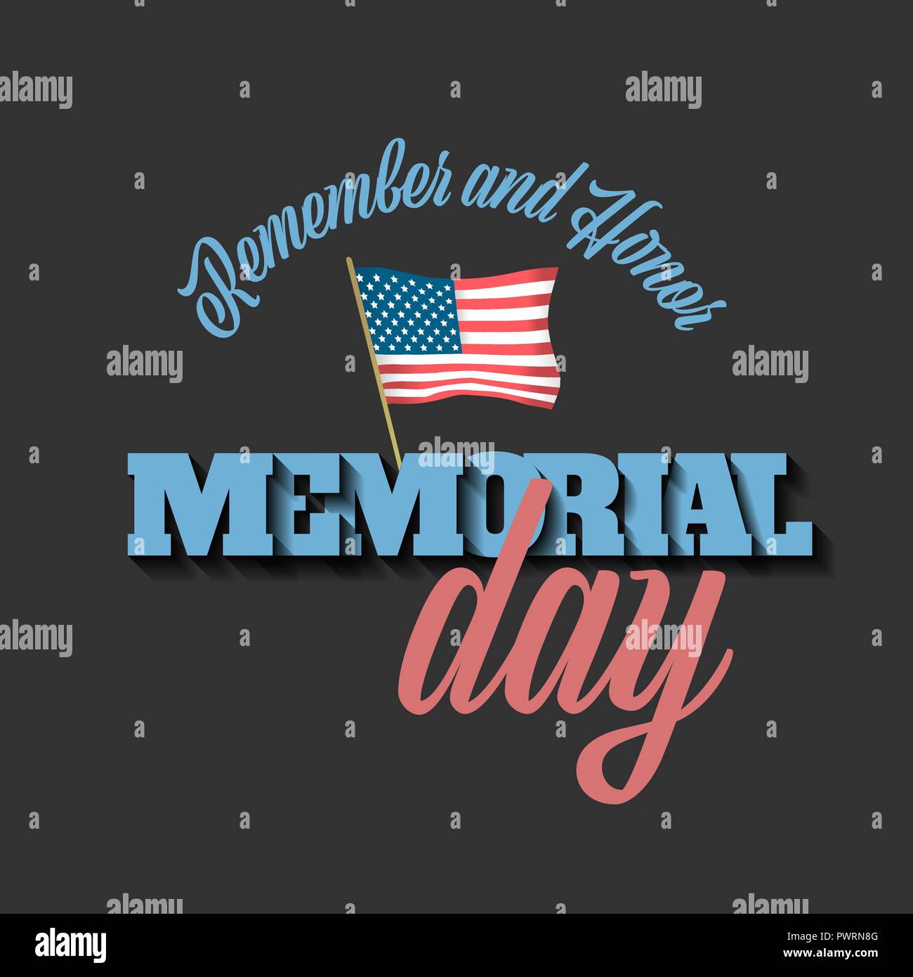 Vintage style Memorial day vector banner with American flag Stock ...