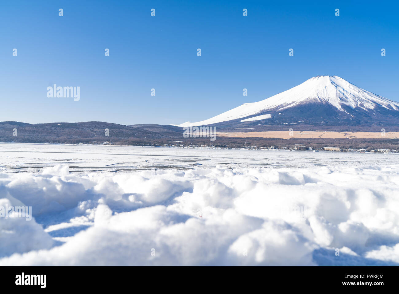 Mountain Fuji at Lake Yamanaka , Japan Stock Photo