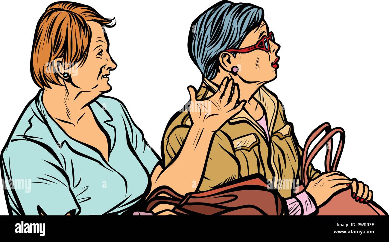 two elderly women discuss Stock Vector