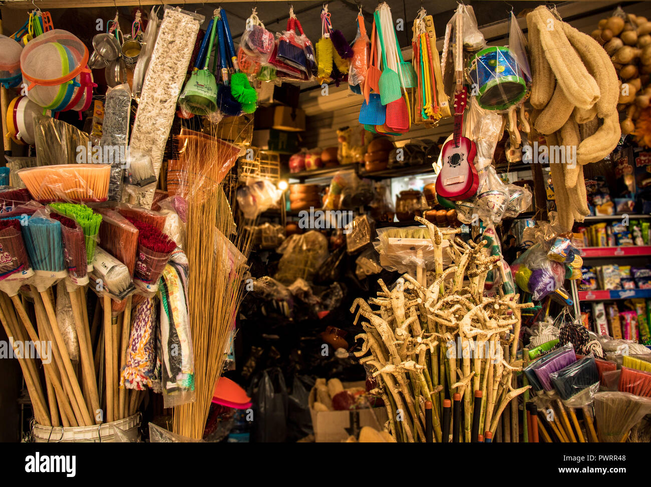 interior of a mexican market, sale of crafts Stock Photo