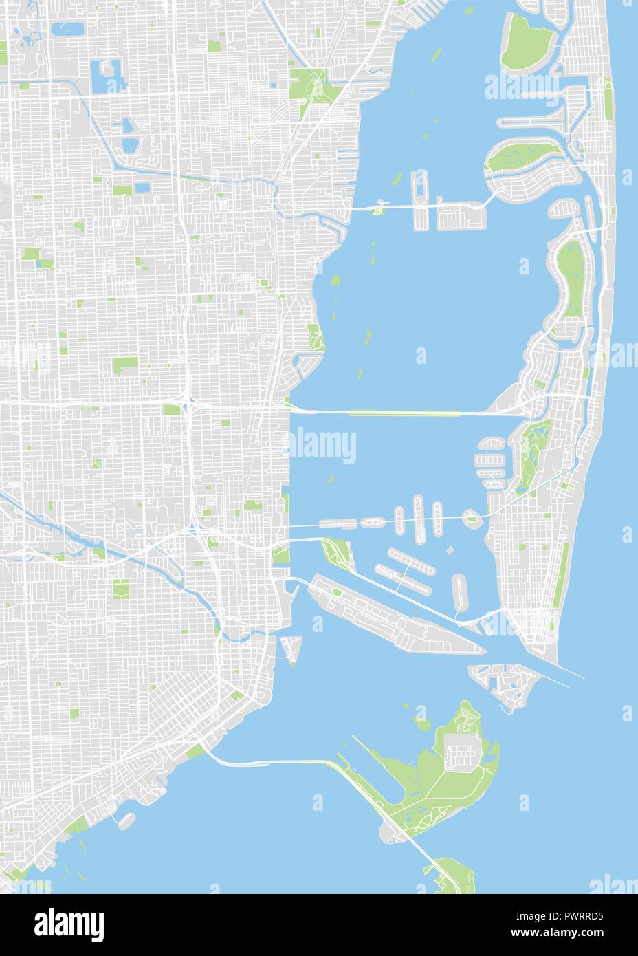 City map Miami, color detailed plan, vector illustration detailed plan
