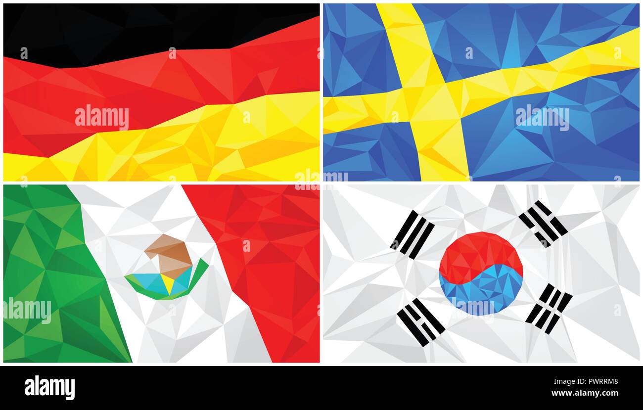 Low poly flag, abstract polygonal triangular background set 6 template