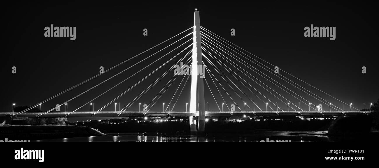 The Northern Spire Bridge is a bridge over the River Wear in Sunderland, Tyne & Wear. The crossing opened on 28 August 2018. A three-span cable-stayed Stock Photo
