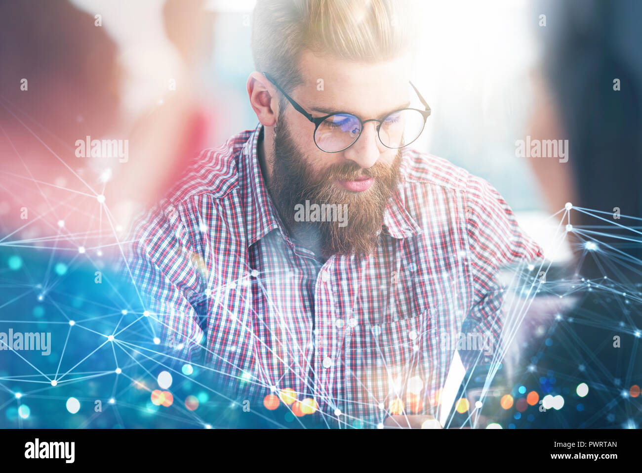 Businessmen that work together in office. Concept of teamwork and  partnership with network effects Stock Photo - Alamy