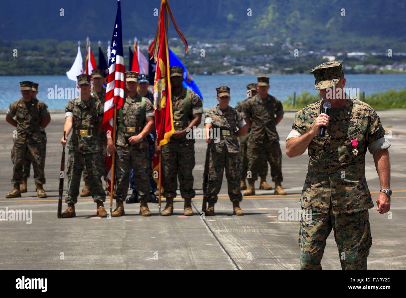 MARINE CORPS BASE HAWAII Col. Sean C. Killeen addresses his audience