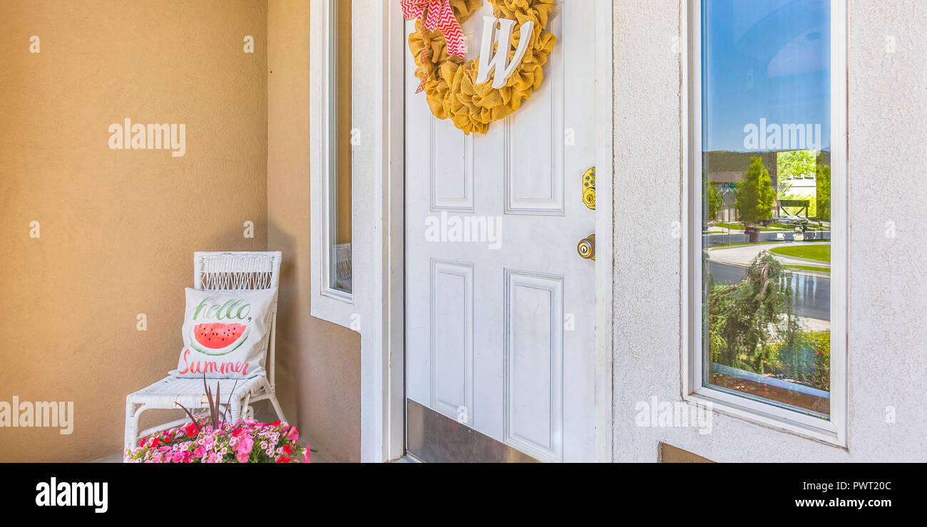 Yellow Door Wreath Stock Photos Yellow Door Wreath Stock Images