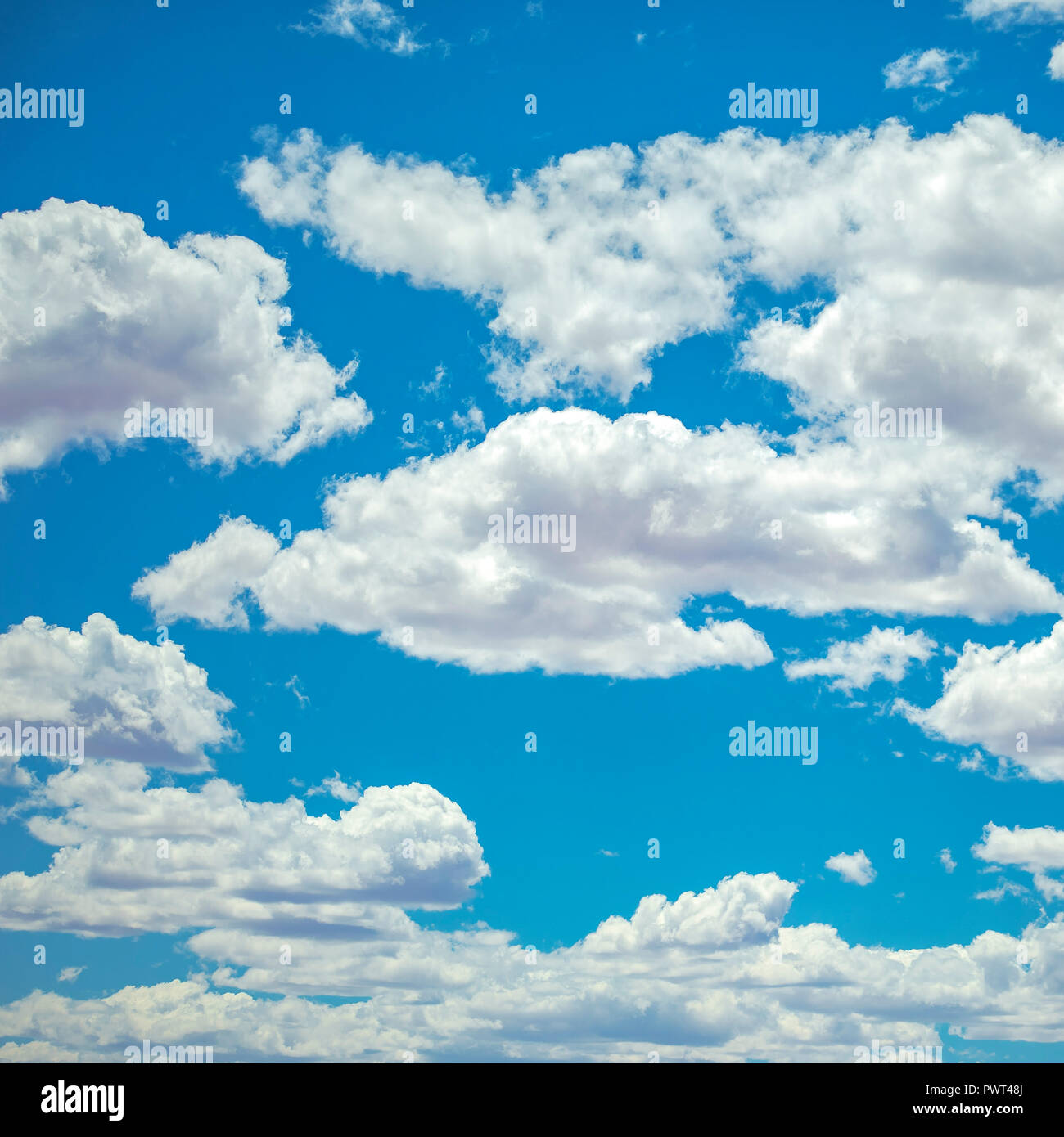 Endless blue sky with puffy white clouds Stock Photo - Alamy