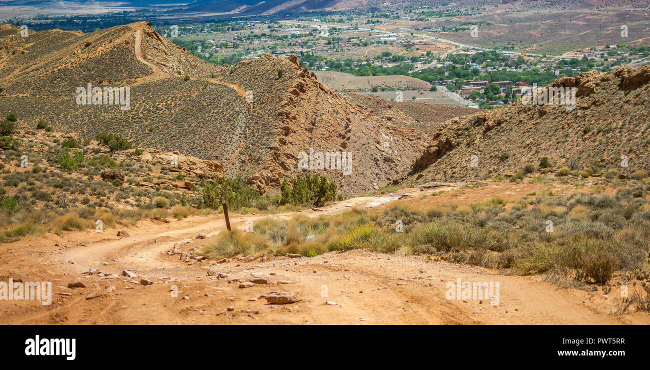 Hiking trail in the slopy terrain in Moab Utah Stock Photo Alamy