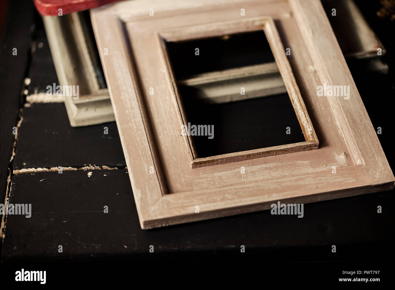 empty wooden frames close up Stock Photo Alamy