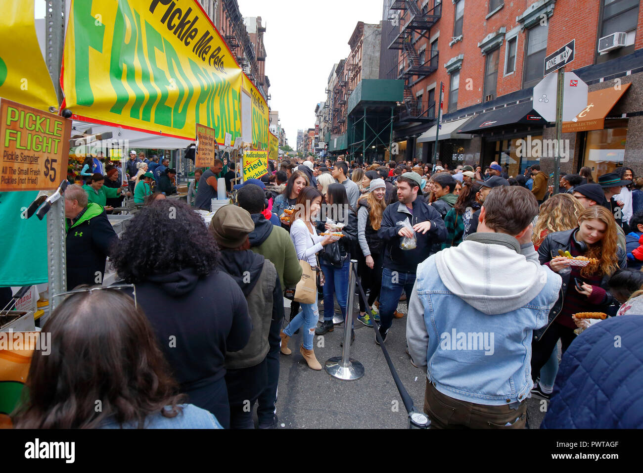The scene at the Lower East Side Pickle Day 2018 in New York, NY. October 14, 2018 Stock Photo