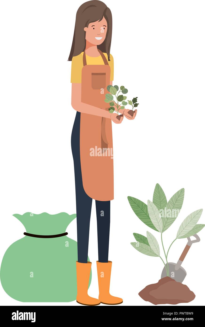 young woman gardener avatar character Stock Vector Image & Art - Alamy