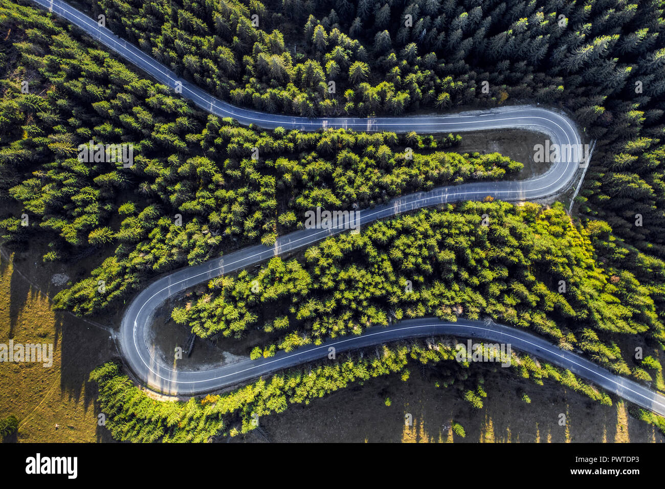 Aerial top view forestry road hi-res stock photography and images - Alamy