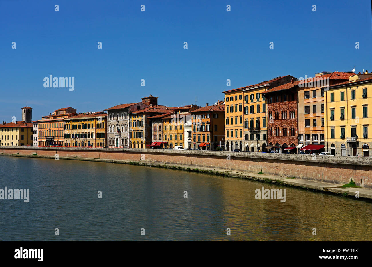 river arno and city of Pisa,Tuscany,Italy,Europe Stock Photo