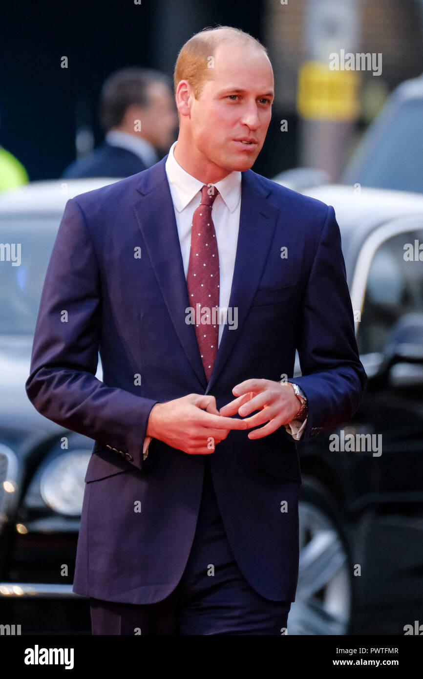 Prince William, Duke of Cambridge at the London Film Festival Screening of They Shall Not grow Old on Tuesday 16 October 2018 held at BFI Southbank, London. Pictured: Prince William, Duke of Cambridge, arrives on the red carpet. Picture by Julie Edwards. Stock Photo