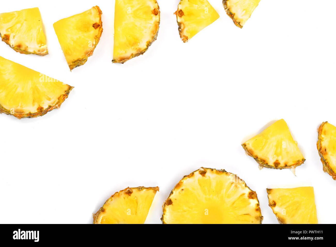 Sliced pineapple isolated on white background with copy space for your ...