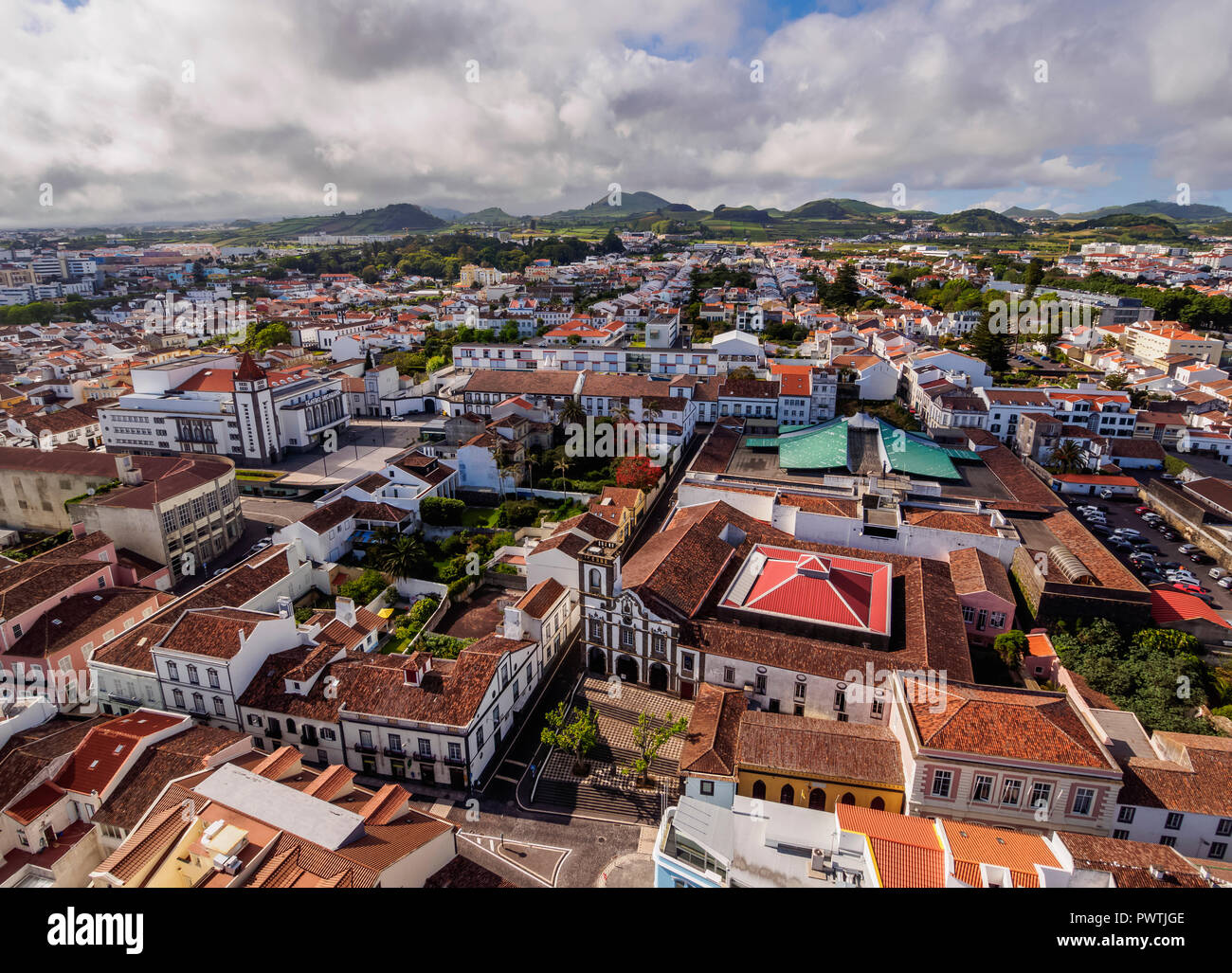 City view, elevated view, Ponta Delgada, Sao Miguel Island, Azores,  Portugal Stock Photo - Alamy