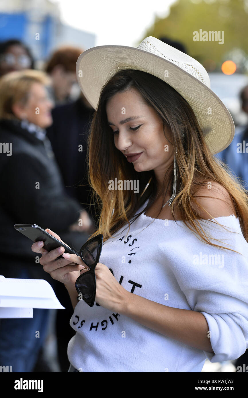 StreetStyle at Paris Fashion Week - RTW SS 2019 - Paris - France Stock Photo